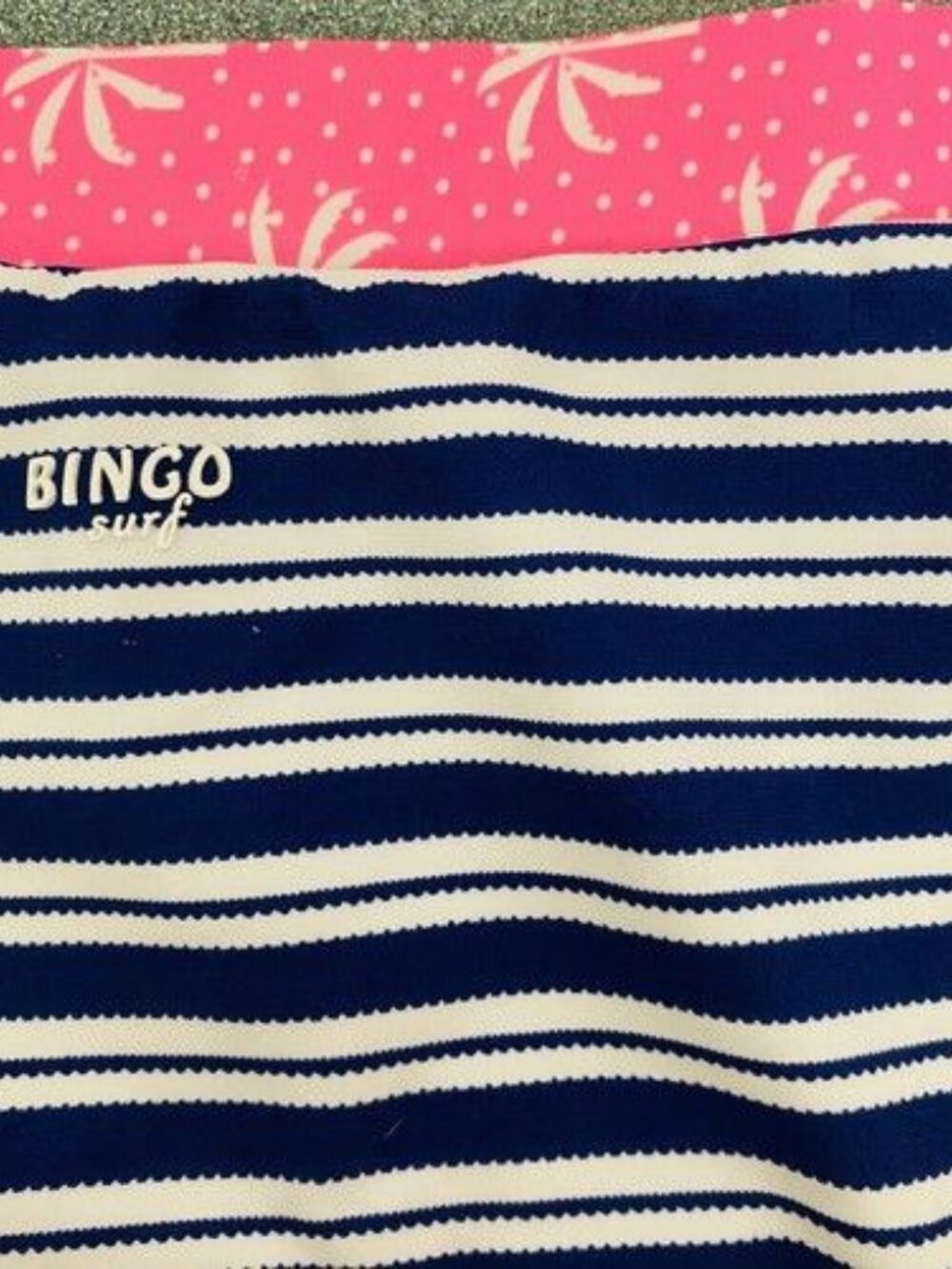 Bingo Surf Bikini Bottoms Swimsuit Size M  Pink Palm Tree Blue‎ White Stripe - Picture 4 of 4